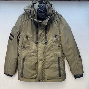 Flash Geo Luxury Winter Coat Women's M (175x92A) Green Black Geostyle Layers EUC